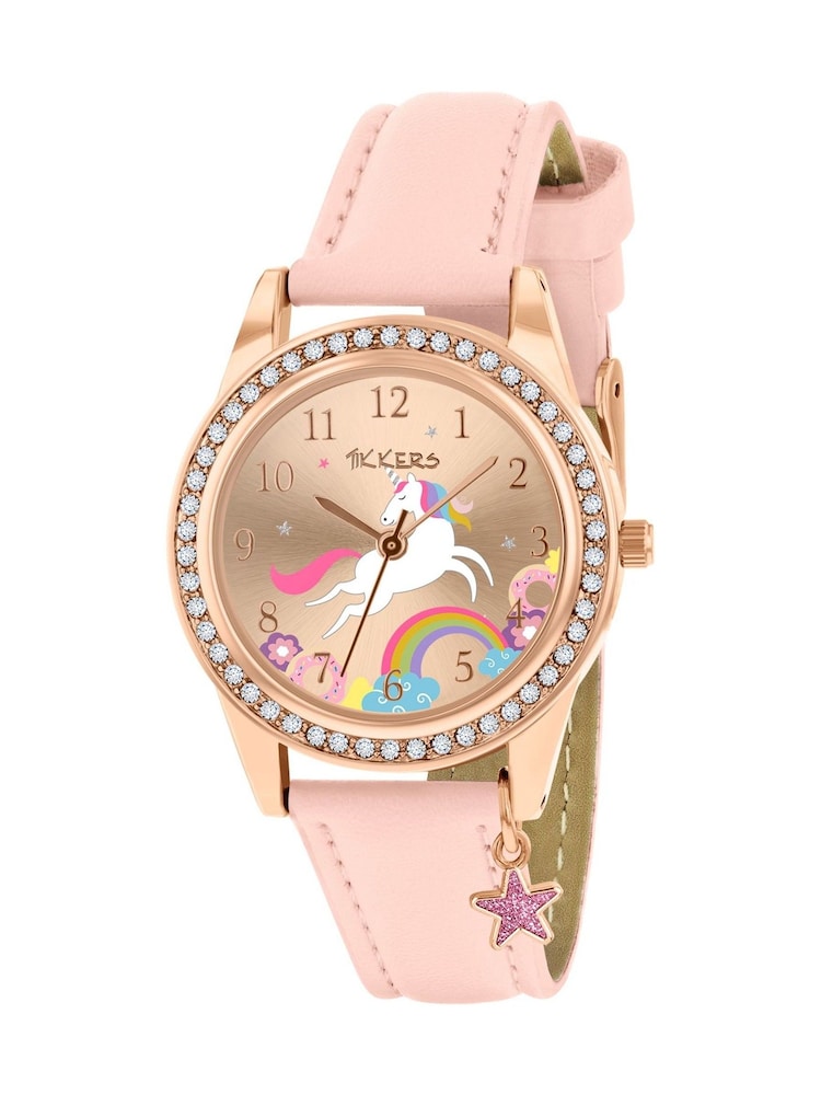 Peers Hardy Pink Tikkers Strap Rose Gold Stone Set Unicorn Watch - Image 1 of 5