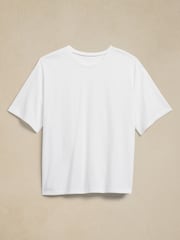 Banana Republic White Cotton Oversized T-Shirt - Image 4 of 4
