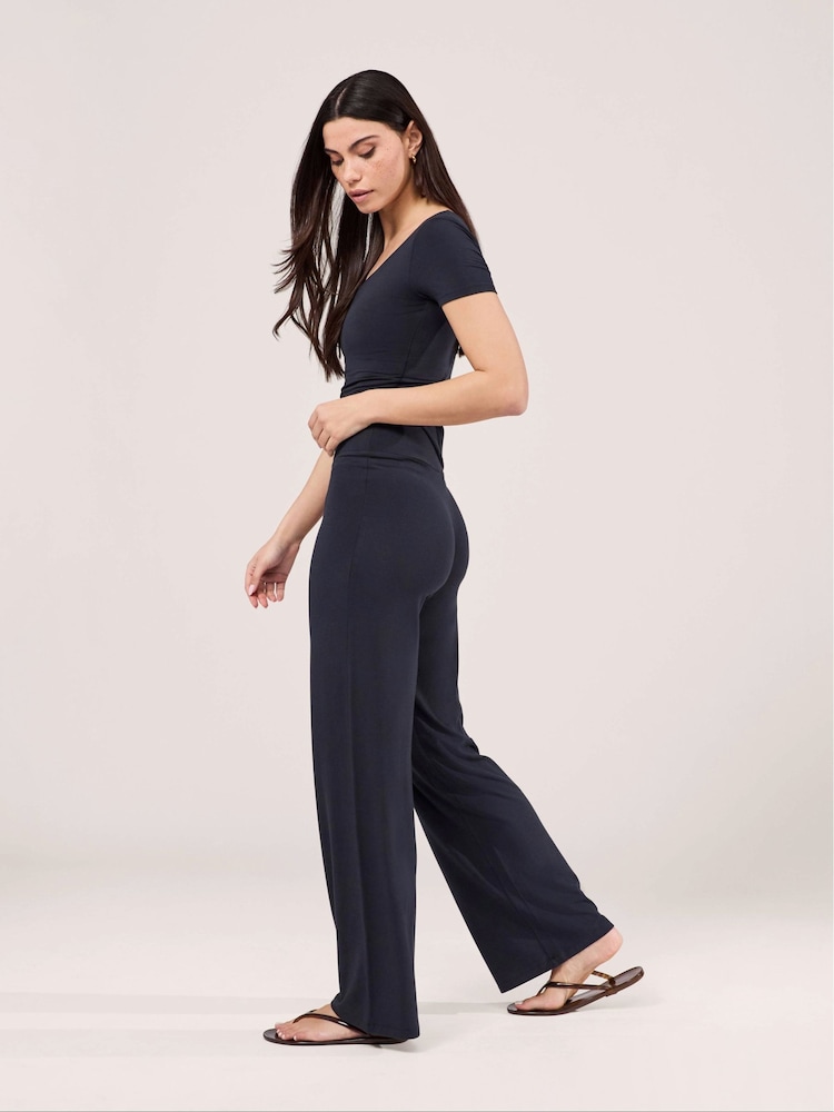 LOVALL Blue Lightweight Wide Leg Trousers - Image 2 of 4 LOVALL Blue Lightweight Wide Leg Trousers - Image 2 of 4