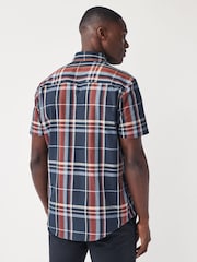 Navy Blue/Burgundy Red Madras Check Easy Iron Button Down Oxford Shirt - Image 2 of 7