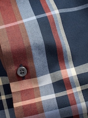 Navy Blue/Burgundy Red Madras Check Easy Iron Button Down Oxford Shirt - Image 7 of 7