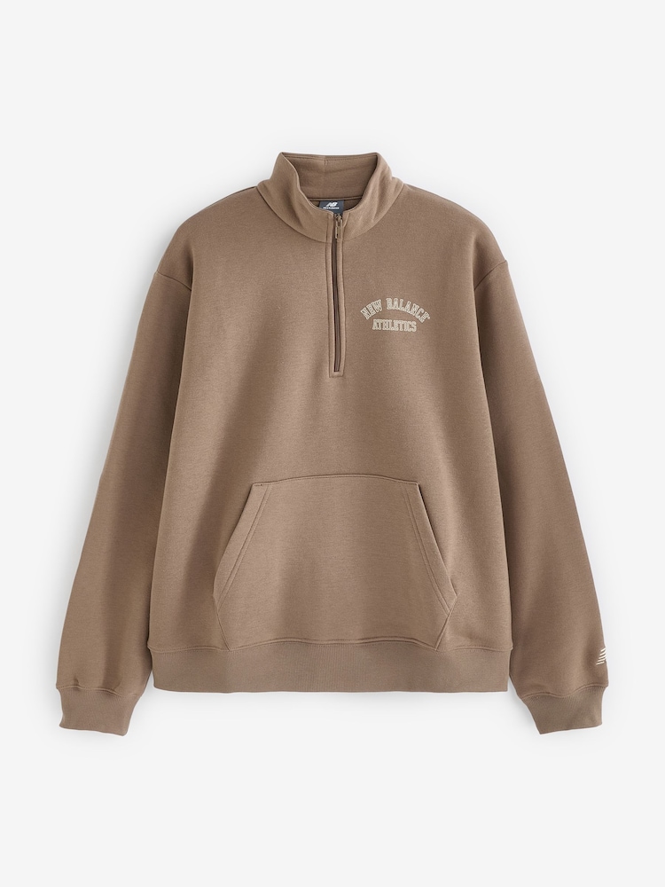 New Balance Brown Womens Graphic Quarter Zip Top - Image 1 of 1
