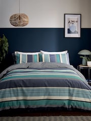 Helena Springfield Navy Horizon Striped Duvet Cover & Pillowcase Set - Image 2 of 5
