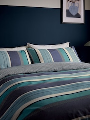 Helena Springfield Navy Horizon Striped Duvet Cover & Pillowcase Set - Image 3 of 5