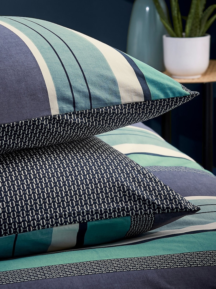 Helena Springfield Navy Horizon Striped Duvet Cover & Pillowcase Set - Image 5 of 5