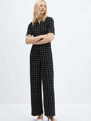 Mango Black Short-Sleeved Tweed Jumpsuit - Image 1 of 6