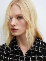 Mango Black Short-Sleeved Tweed Jumpsuit - Image 4 of 6