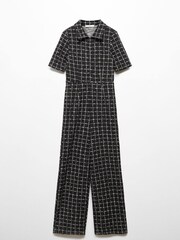 Mango Black Short-Sleeved Tweed Jumpsuit - Image 6 of 6