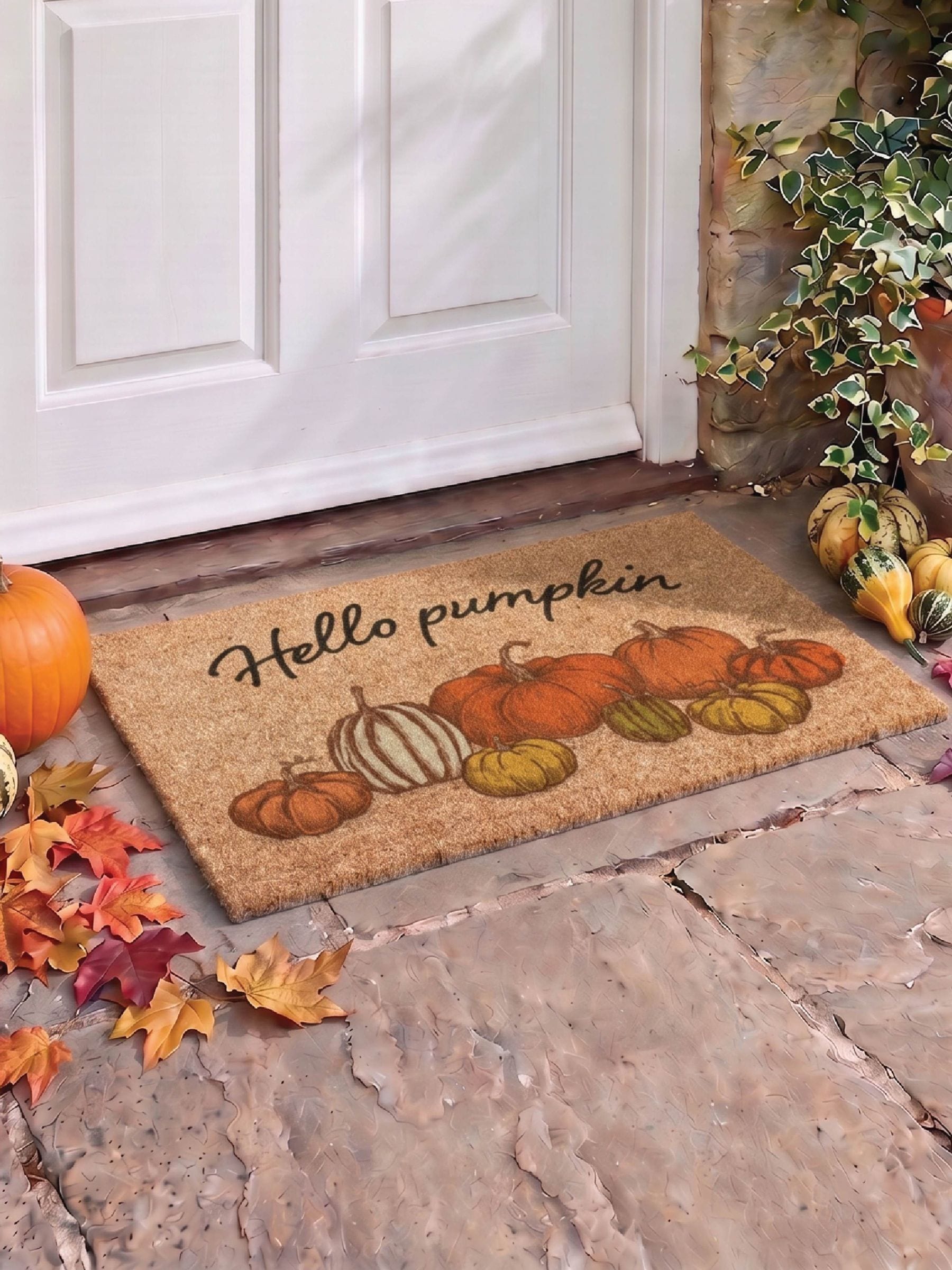 Artsy Mats Brown Hello Pumpkin Doormat