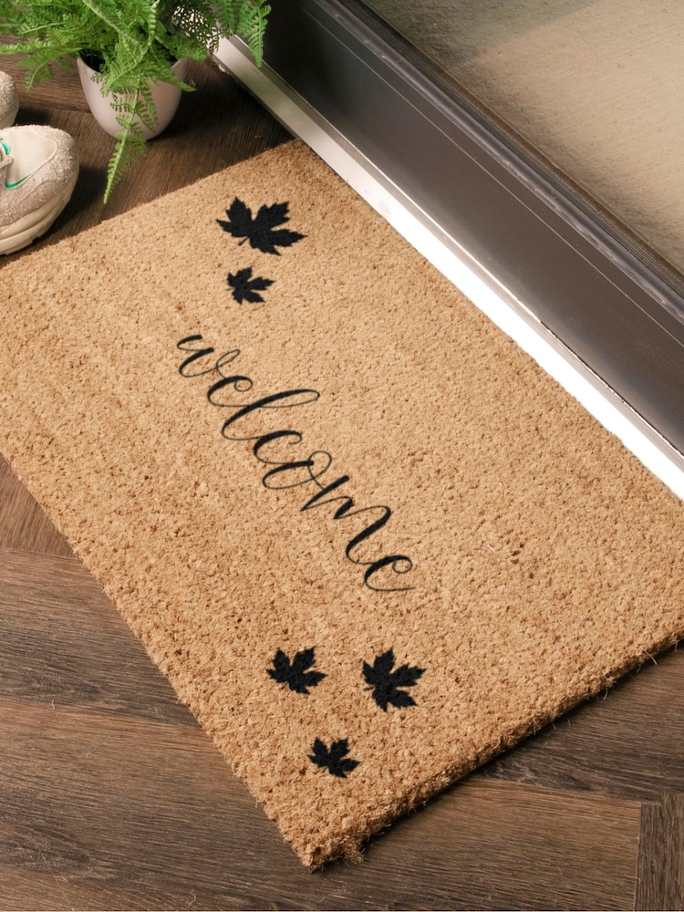 Artsy Mats Brown Welcome Autumn Leaf Doormat - Image 1 of 12 Artsy Mats Brown Welcome Autumn Leaf Doormat - Image 1 of 12