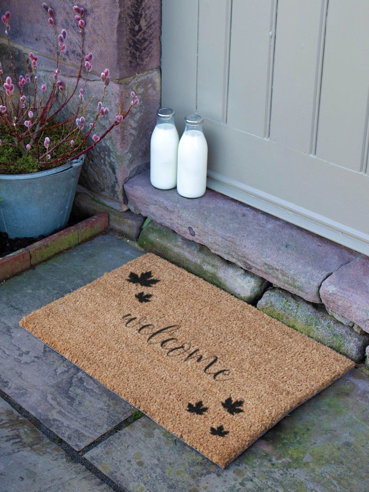 Artsy Mats Brown Welcome Autumn Leaf Doormat - Image 2 of 12 Artsy Mats Brown Welcome Autumn Leaf Doormat - Image 2 of 12