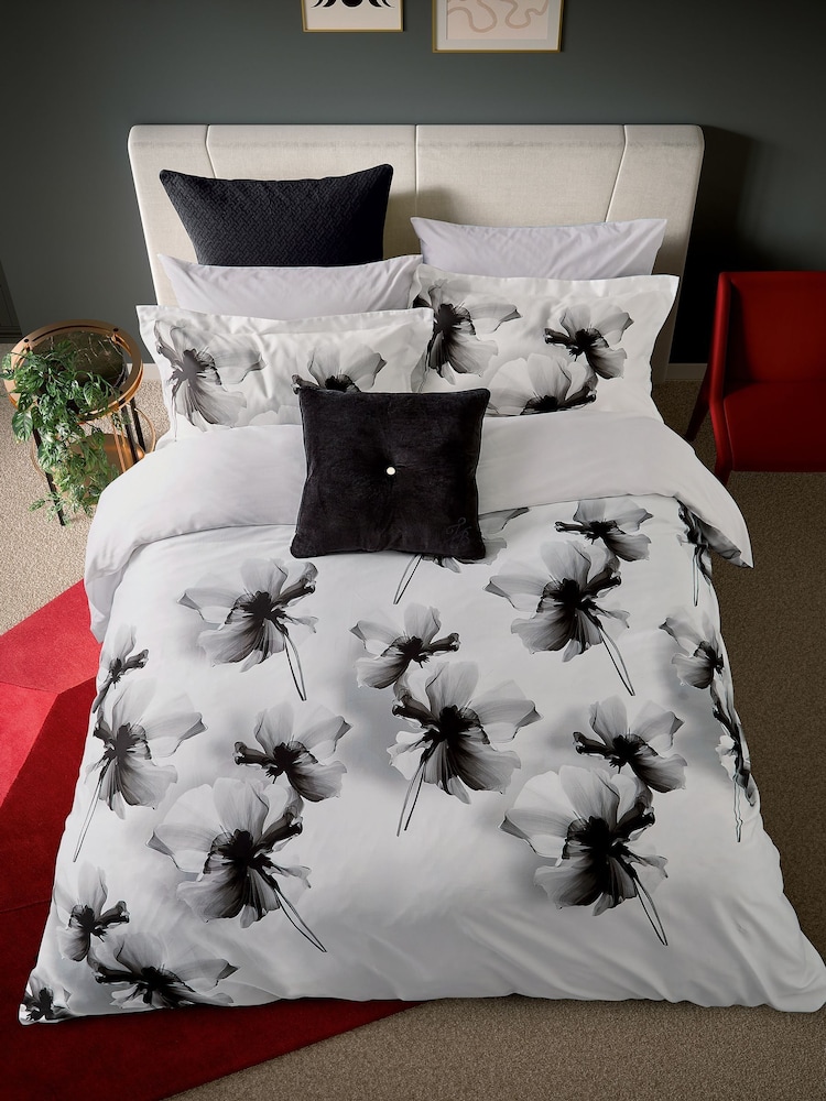 Ted Baker Mono Amund Floral Duvet Cover & Pillowcase Set - Image 1 of 5 Ted Baker Mono Amund Floral Duvet Cover & Pillowcase Set - Image 1 of 5