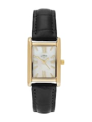 Limit Black Rectangular Gold Analogue Watch with Leather Strap - Image 2 of 5