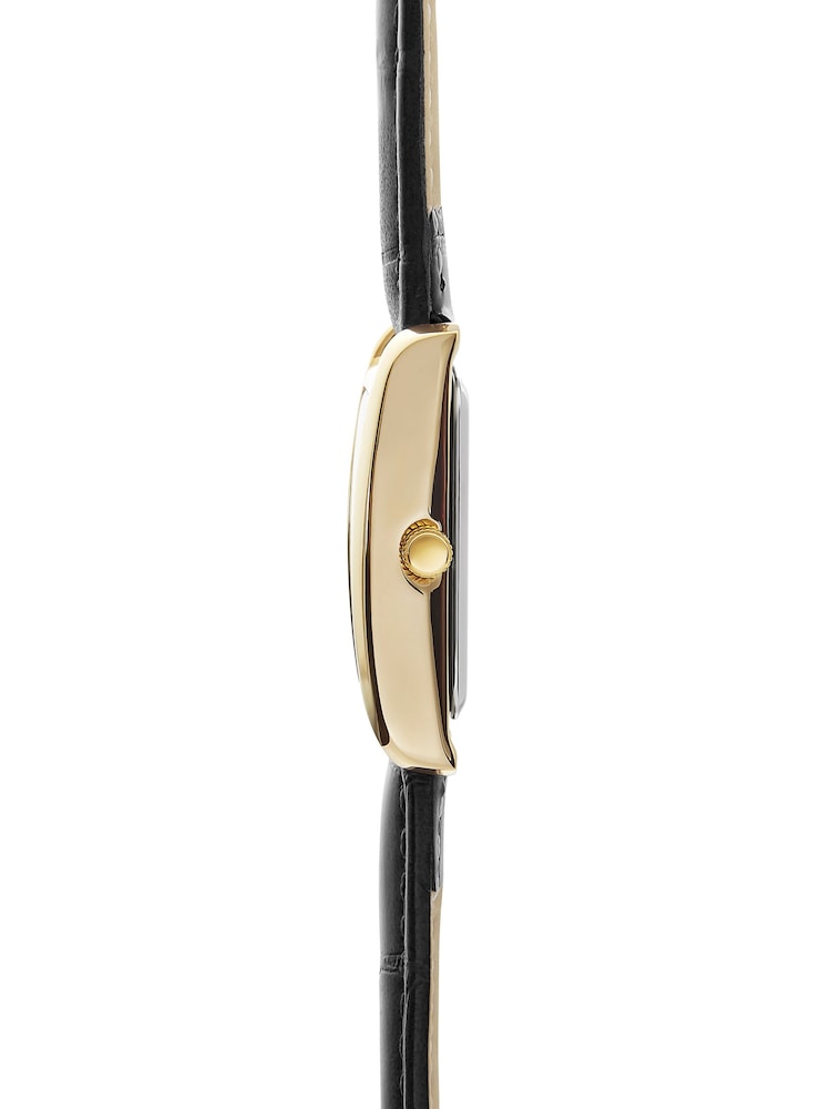 Limit Black Rectangular Gold Analogue Watch with Leather Strap - Image 5 of 5 Limit Black Rectangular Gold Analogue Watch with Leather Strap - Image 5 of 5