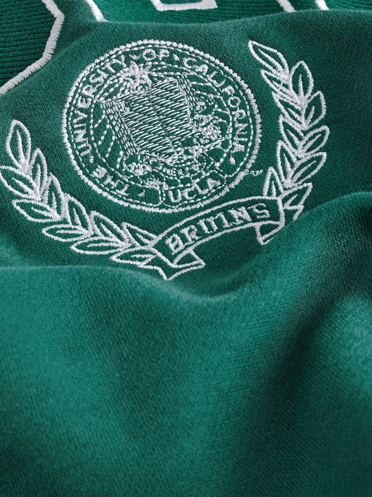 Green License UCLA Collegiate University Graphic Crew Neck Varsity Slogan Sweatshirt - Image 6 of 6