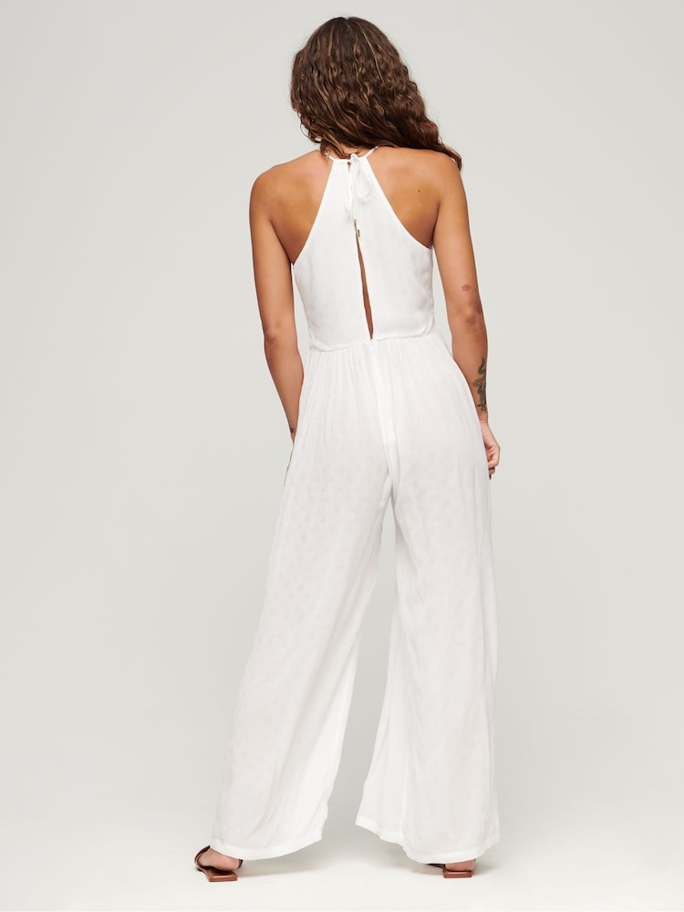 SUPERDRY White Embroidered Jumpsuit - Image 2 of 3 SUPERDRY White Embroidered Jumpsuit - Image 2 of 3