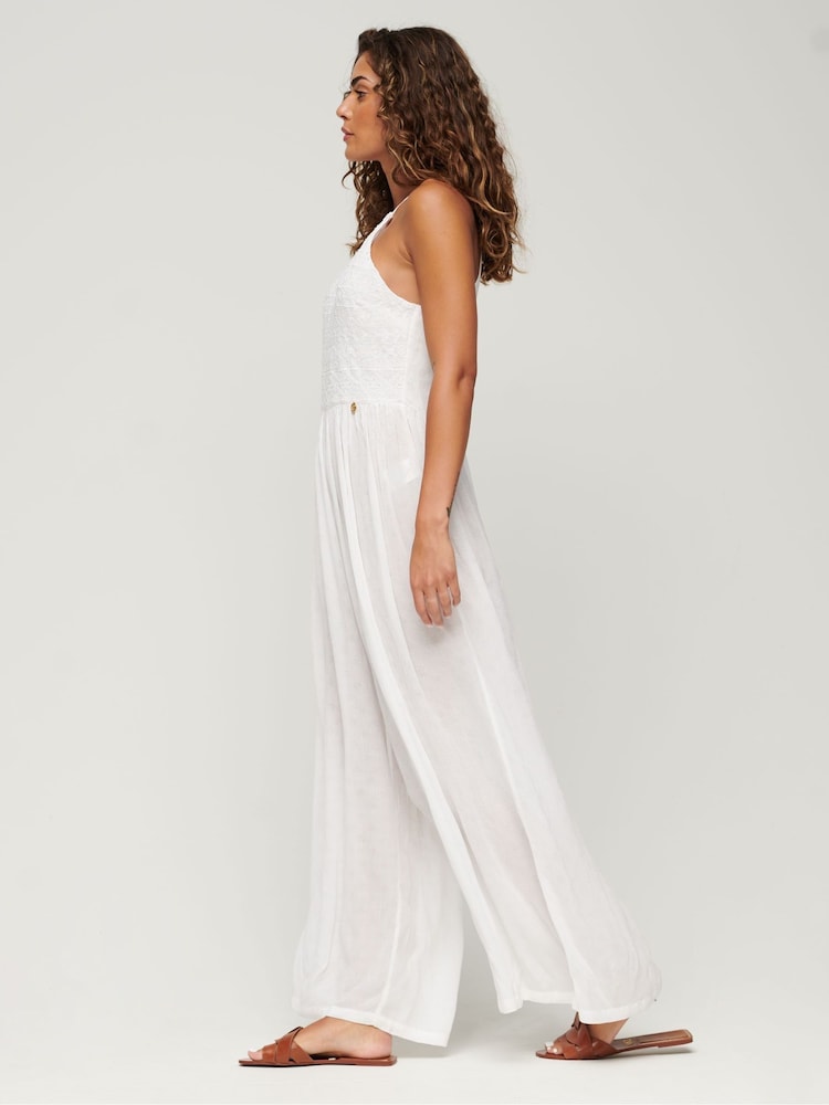 SUPERDRY White Embroidered Jumpsuit - Image 3 of 3 SUPERDRY White Embroidered Jumpsuit - Image 3 of 3