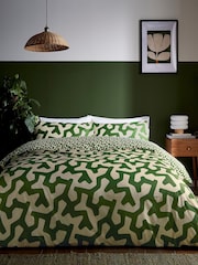 Helena Springfield Green Hikani Geometric Print Duvet Cover & Pillowcase Set - Image 2 of 5