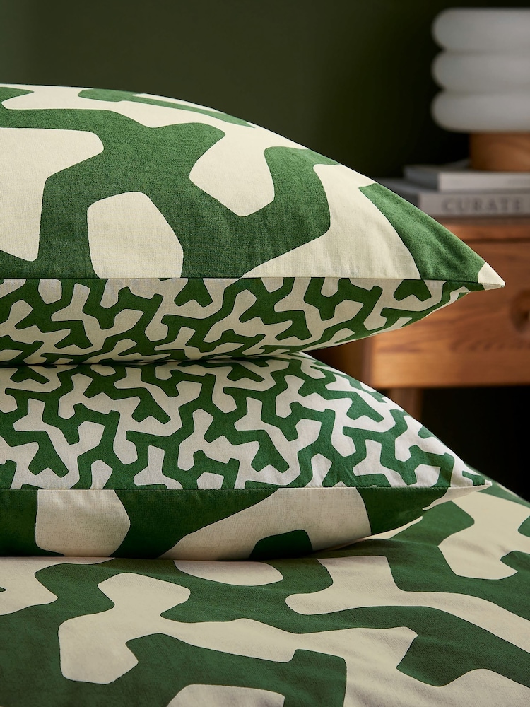 Helena Springfield Green Hikani Geometric Print Duvet Cover & Pillowcase Set - Image 5 of 5 Helena Springfield Green Hikani Geometric Print Duvet Cover & Pillowcase Set - Image 5 of 5