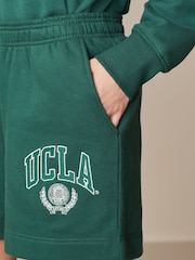Green Licence UCLA Collegiate University Graphic Varsity Slogan Sweat Shorts - Image 4 of 6