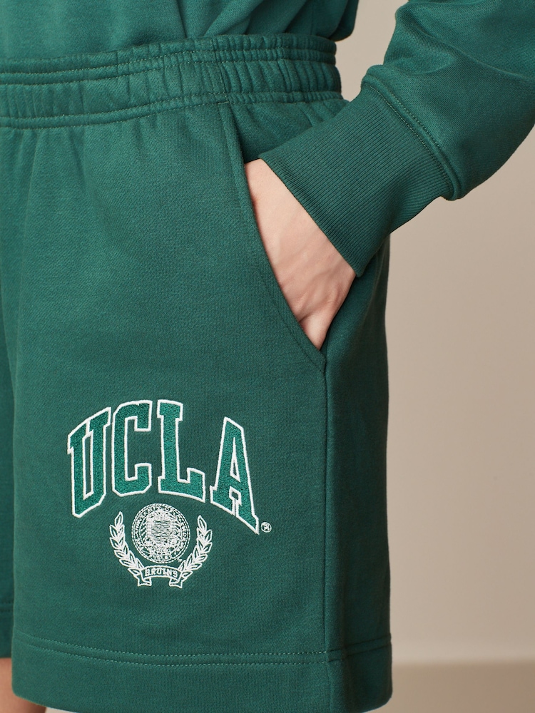Green Licence UCLA Collegiate University Graphic Varsity Slogan Sweat Shorts - Image 4 of 6