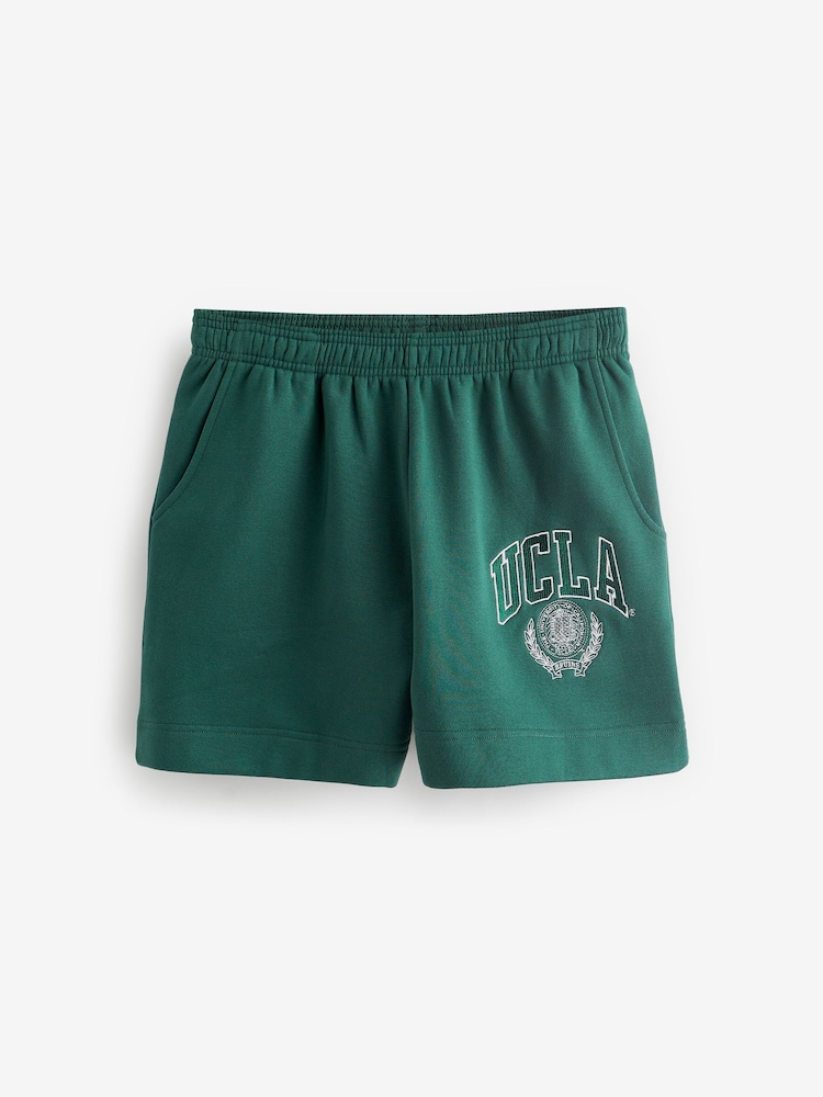 Green Licence UCLA Collegiate University Graphic Varsity Slogan Sweat Shorts - Image 5 of 6