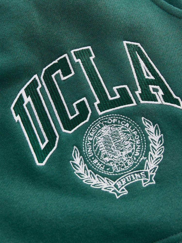 Green Licence UCLA Collegiate University Graphic Varsity Slogan Sweat Shorts - Image 6 of 6