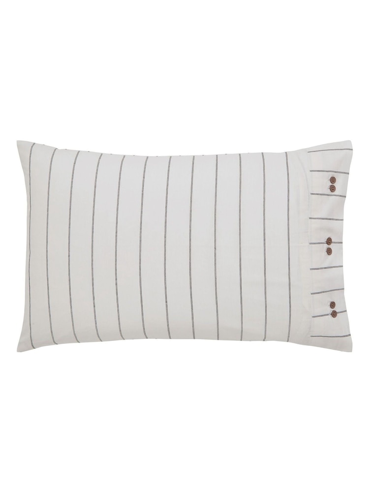 Bedeck of Belfast Charcoal Avita Striped Pillowcase Pair - Image 4 of 4 Bedeck of Belfast Charcoal Avita Striped Pillowcase Pair - Image 4 of 4