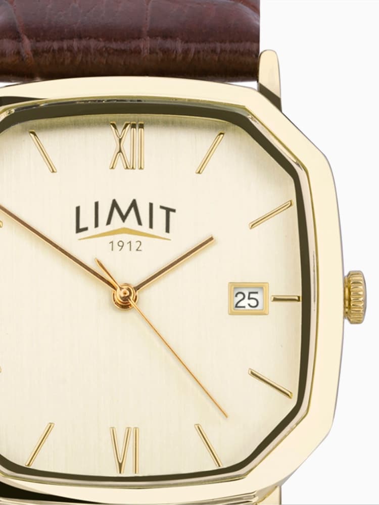 Limit Brown Octagonal Gold Analogue Watch with Strap - Image 4 of 4 Limit Brown Octagonal Gold Analogue Watch with Strap - Image 4 of 4