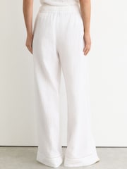 Reiss White Rue Cotton Cheesecloth Wide-Leg Trousers - Image 5 of 6