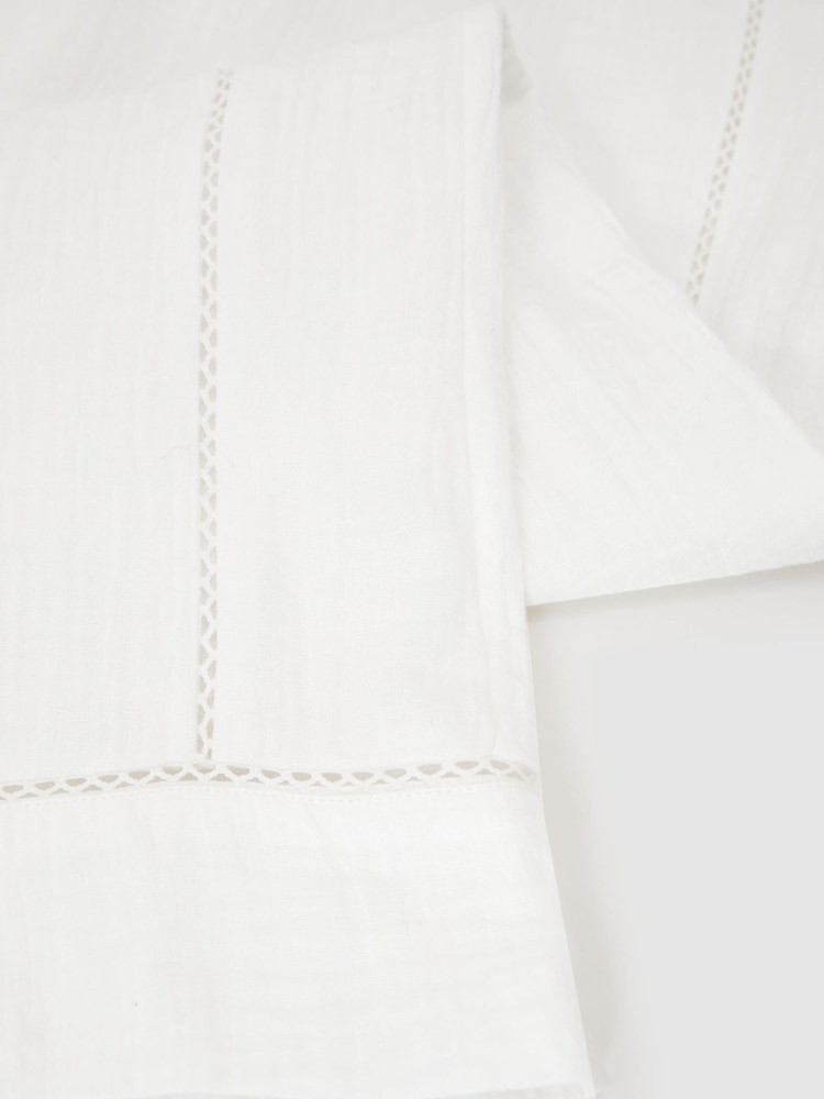 Reiss White Rue Cotton Cheesecloth Wide-Leg Trousers - Image 6 of 6 Reiss White Rue Cotton Cheesecloth Wide-Leg Trousers - Image 6 of 6