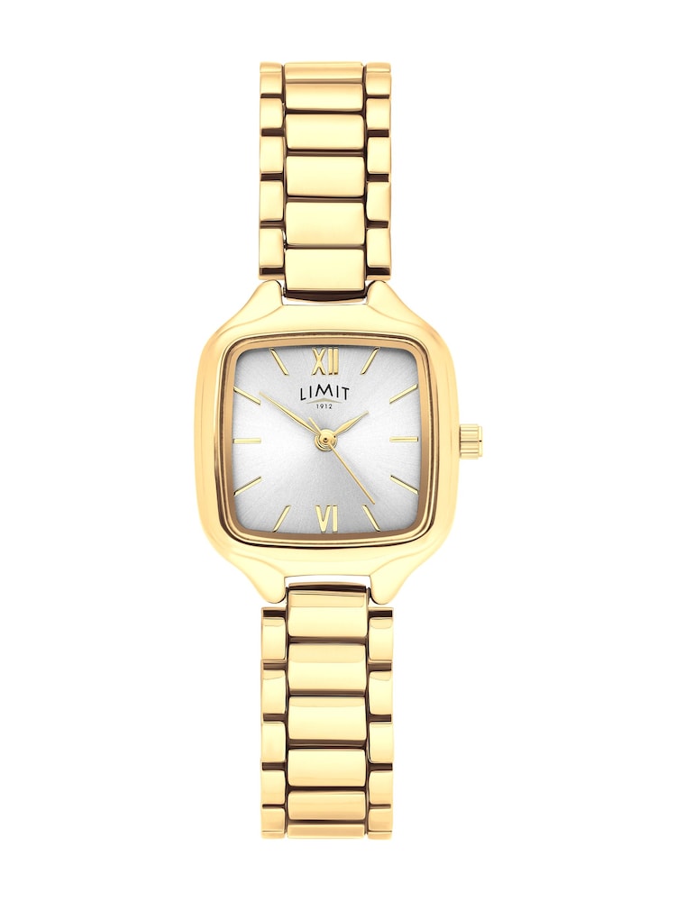 Limit Gold Tone Square Analogue Watch with Bracelet - Image 1 of 6 Limit Gold Tone Square Analogue Watch with Bracelet - Image 1 of 6