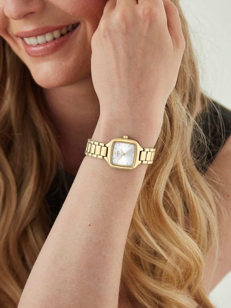 Limit Gold Tone Square Analogue Watch with Bracelet - Image 6 of 6 Limit Gold Tone Square Analogue Watch with Bracelet - Image 6 of 6