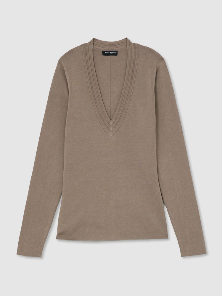 Atelier Silk-Blend Knit V-Neck Jumper - Image 2 of 8 Atelier Silk-Blend Knit V-Neck Jumper - Image 2 of 8