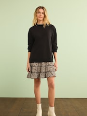 Black Layered Sweatshirt Long Sleeve Animal Print Dress - Image 2 of 6
