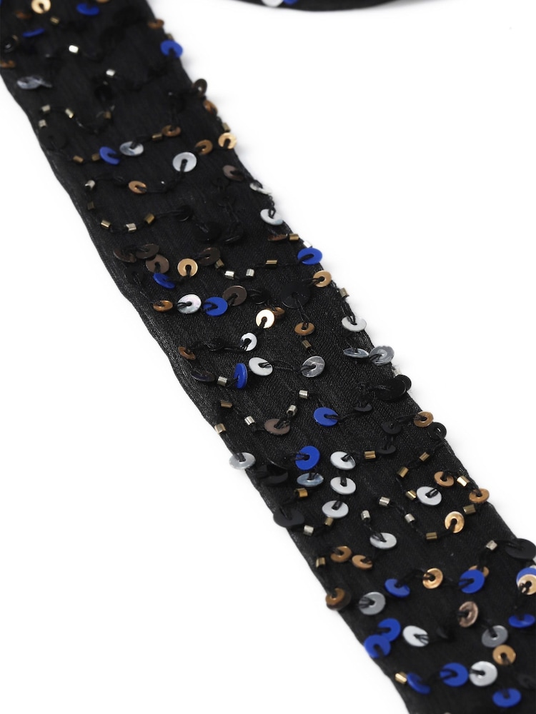 Aela Chiffon Sequin Black Scarf - Image 2 of 2