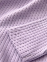 Lilac Ribbed Top and Wide Leg Trousers Set (3mths-7yrs) - Image 7 of 7