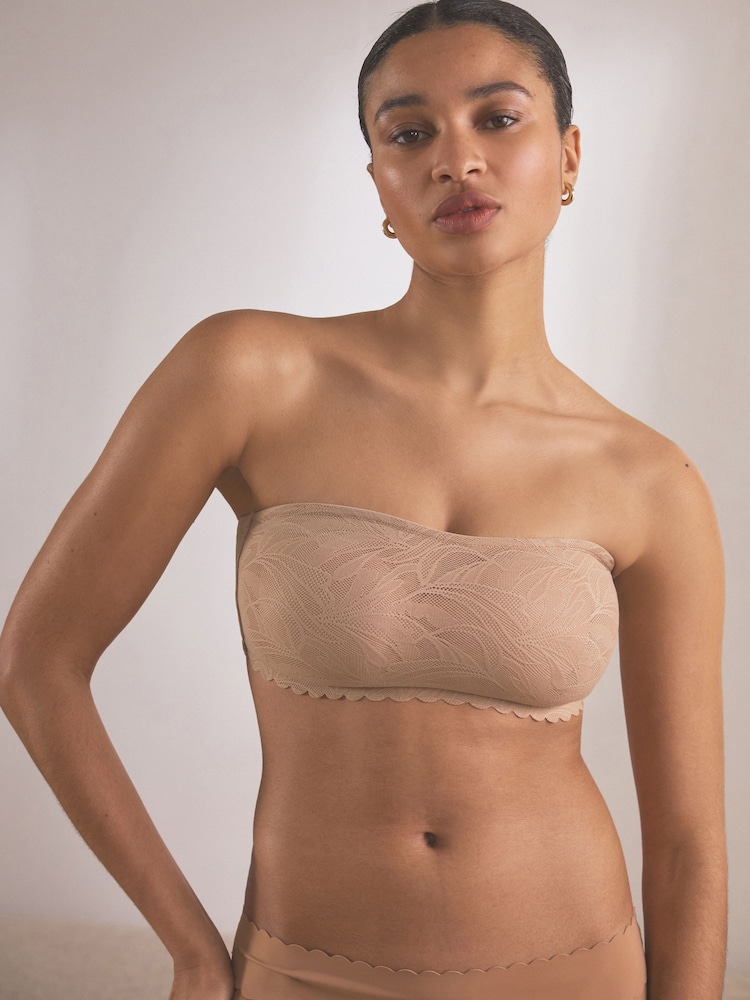 Praline Nude All-Over Lace Scallop Edge Bandeau Bra - Image 2 of 6