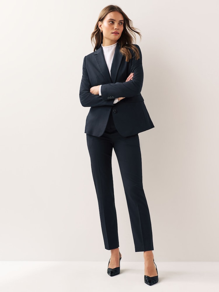 Navy Blue Heavy Duty Tailored Slim Trousers - Image 2 of 8