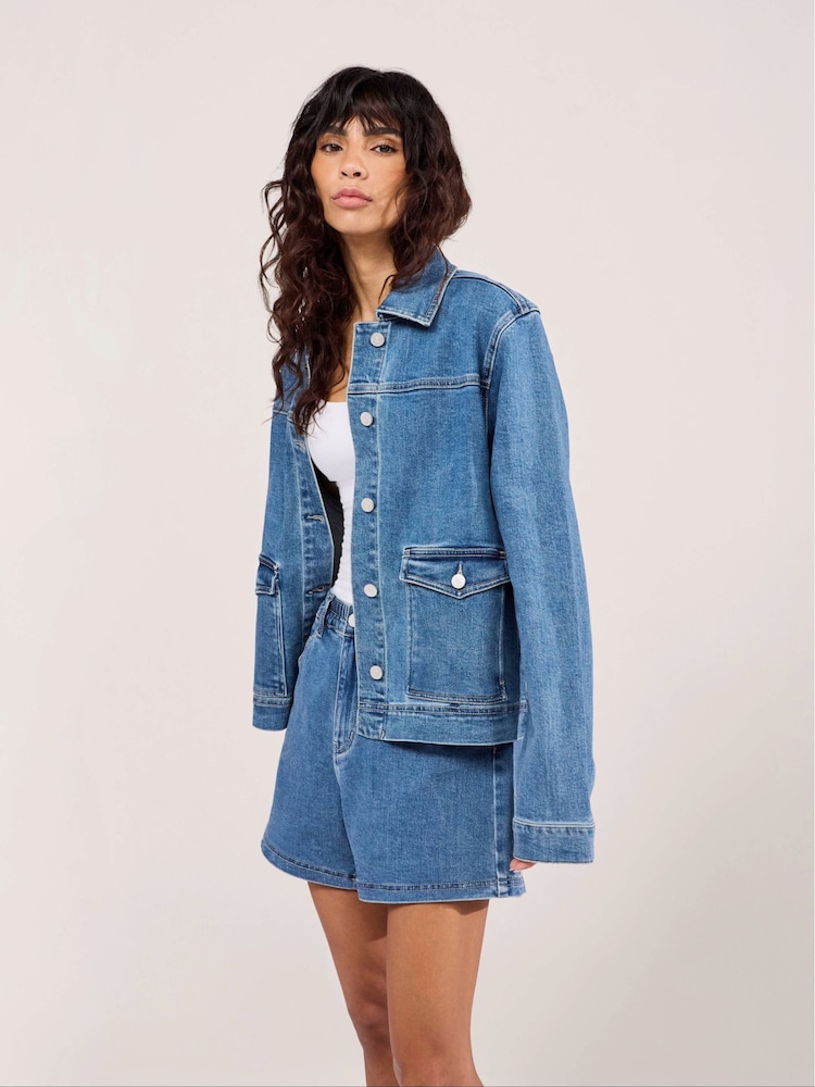 LOVALL Blue Oversized Denim Jacket - Image 1 of 4 LOVALL Blue Oversized Denim Jacket - Image 1 of 4