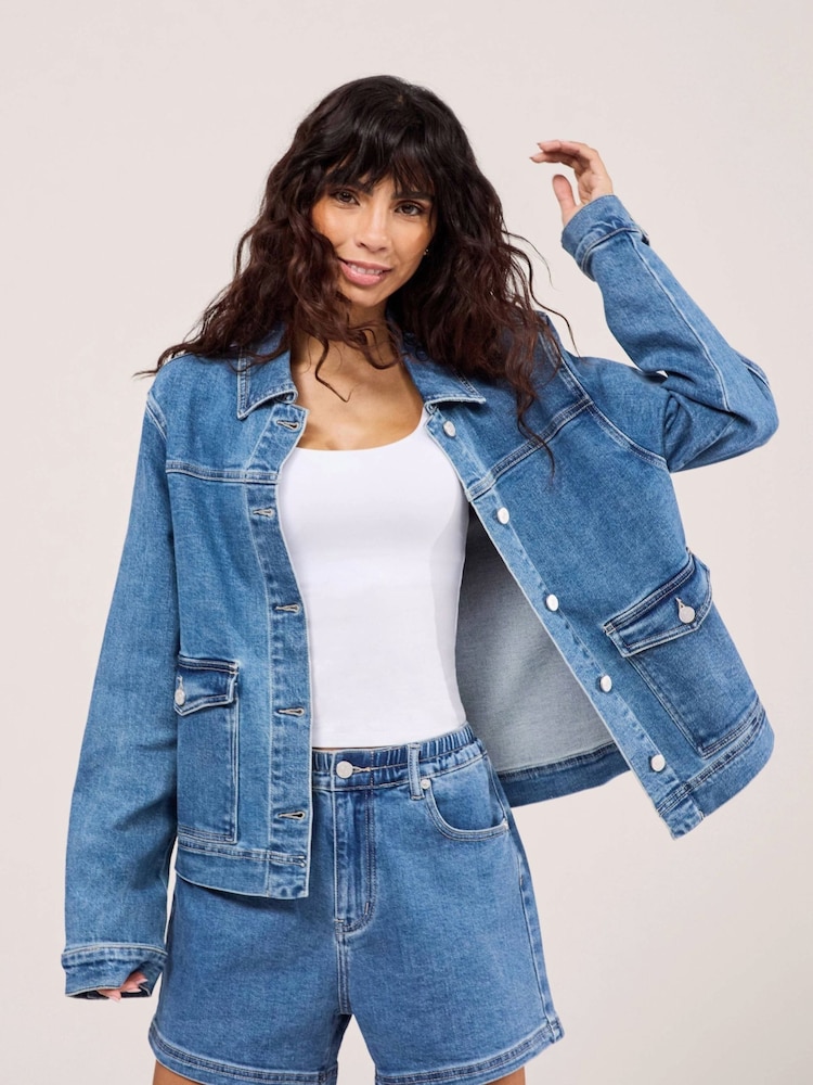 LOVALL Blue Oversized Denim Jacket - Image 2 of 4 LOVALL Blue Oversized Denim Jacket - Image 2 of 4