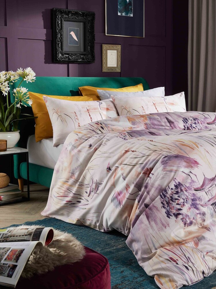 Vantona Blue 100% Cotton Oriental Duvet Cover and Pillowcase Set - Image 1 of 1