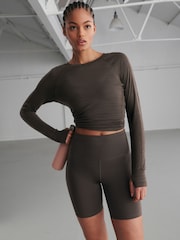 Chocolate Brown Active Sports Cycling Shorts - Image 1 of 7