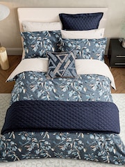 Bedeck of Belfast Denim Blue Albany Leaf Print Duvet Cover & Pillowcase Set - Image 4 of 5