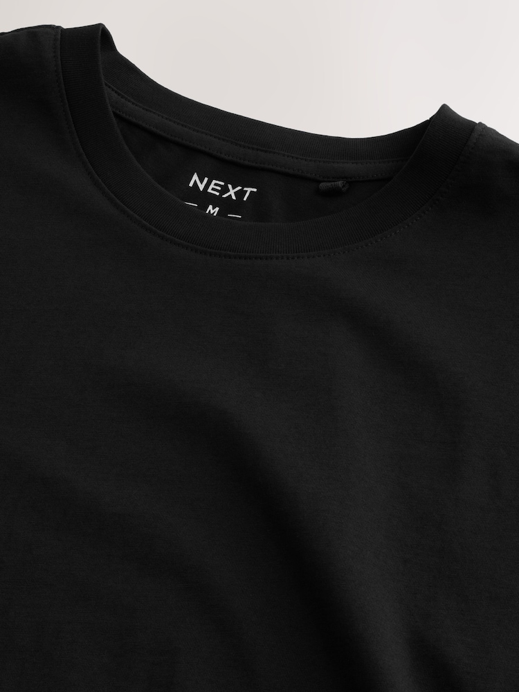 Black Regular Fit Essential Crew Neck Cotton T-Shirt - Image 5 of 6