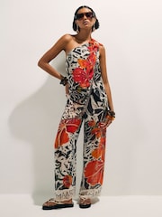 River Island Black Del Maar Sleeveless Floral Asymmetric Top - Image 2 of 4