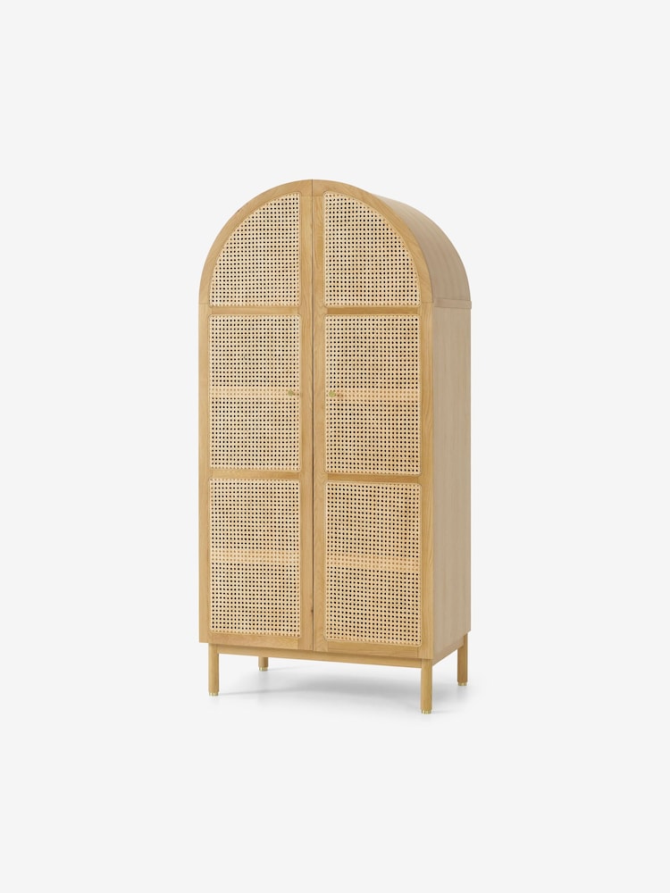 MADE.COM Natural Oak and Rattan Ankhara Wardrobe - Image 1 of 3