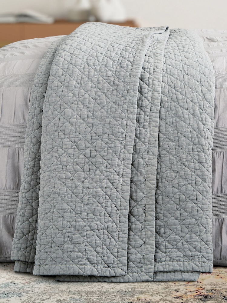 Bedeck of Belfast Silver Stonewashed Quilted Throw - Image 1 of 5 Bedeck of Belfast Silver Stonewashed Quilted Throw - Image 1 of 5