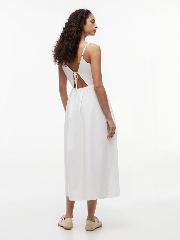 Tommy Jeans White Crinkle Poplin Strap Maxi Dress - Image 2 of 5
