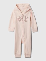 Gap Pink Logo Zip Up Long Sleeve Sleepsuit (Newborn-24mths) - Image 1 of 1